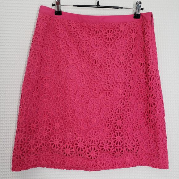 Talbots Skirt Womens 8 Petite Pink Lace Floral Knee Length Spring Preppy Easter - Picture 2 of 10